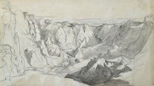 Carclase Tin Mine i Cornwall, ca. 1810 (blyant med vask på papir) af Joseph Farington