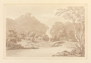 Lodore Rocks & fall forfra af Joseph Farington