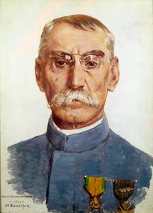 Første Verdenskrig (1914-1918): "" Portræt af Marechal Joseph Simon Gallieni (1849-1916)"" Maleri af Joseph Felix Bouchor (1853-1937) 1915 Søn. 0,33 x 0,24 m