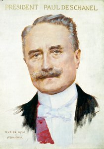 Portræt af Paul Deschanel (1855-1922), republikkens præsident. Illustration af Joseph Felix Bouchor (1853-1937), februar 1920. Paris. Musee Carnavalet.