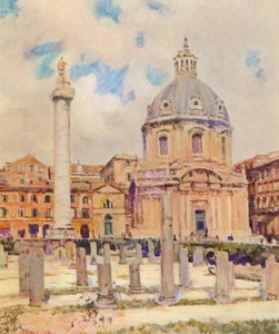 Rom: Trajans Forum (farvelitografi)