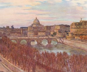 Rom: Udsigt over Rom fra Primoli-paladset (farvelitografi)