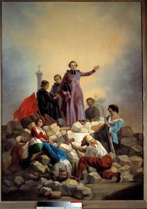 Revolution 1848: "" Ærkebiskoppen Denis Affre (1793-1848) på barrikaden Faubourg Saint Anthony 26/06/1848"" Maleri af Joseph Felon (1818-1896) 1848 søn. 0,92x0,67 m. Paris, Musee Carnavalet - Revolution af 1848: "" Ærkebiskoppen Monseigneur Denis Af
