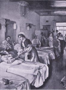 Boerfanger i Palace Hospital i Simonstown, illustration fra After Pretoria: The Guerilla War, 1902
