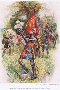 Edward, The Black Prince at the Battle of Crecy, illustration fra 