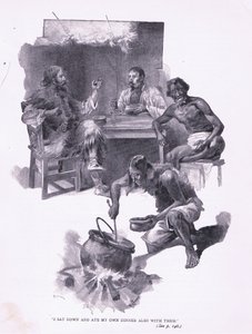 Jeg satte mig ned og spiste min middag med dem (litho) af Joseph Finnemore