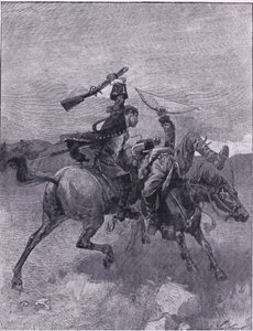 Slår en af dem af sin hest (litho)