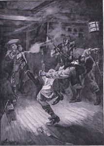 Skød den nye kaptajn gennem hovedet (litho) af Joseph Finnemore