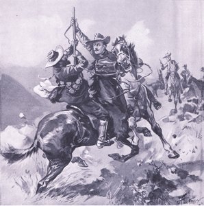 Fangsten af Field-Cornet Swanepoel, illustration fra After Pretoria: The Guerilla War, 1902 af Joseph Finnemore