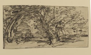 Study of Trees, 1870 (grafit på papir) af Joseph Frank Currier