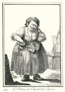 Dørvogteren til Hopital des Joieuses (gravering) af Joseph Franz von (after) Goez