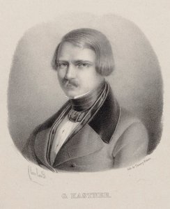 Portræt af komponisten Jean-Georges Kastner 1810-1867. af Joseph Frédéric Flaxland