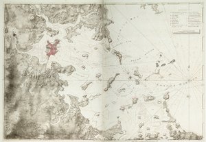 Et kort over havnen i Boston af Joseph Frederick Wallet DesBarres
