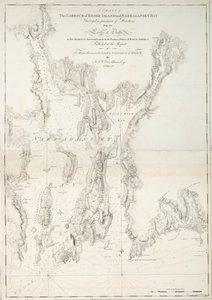 Et kort over havnen i Rhode Island og Narraganset Bay