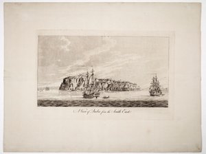 Udsigt over Quebec fra sydøst, ca. 1781 (koloreret stik)