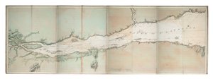 Lawrence-floden, Nordamerikas atlanterhavskyst, ca. 1781 (koloreret stik)
