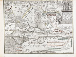 Kort over slaget ved Poltava den 27. juni 1709 af Joseph Friedrich Leopold