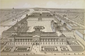 Udsigt over Louvre og Tuilerierne, ca. 1850 af Joseph Gabriel Aubrun