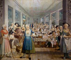 Wetter Brothers tekstilfabrik i Orange, Provence i 1764, afdeling for stoftryk, af Joseph Maria Gabriel Rossetti, Frankrig