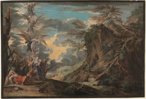 Jacobs drøm, ca. 1720 (gouache på brunt gedeskind)