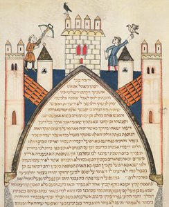 Jagt med falke, illustration fra den jødiske Cervera-bibel, 1299