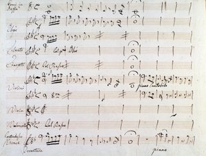 Første side af musikpartitur af menuet i Armida af J Haydn (1784) af Joseph Haydn