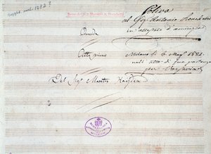 Første side af musikpartitur af menuet i Armida af J Haydn (1821) af Joseph Haydn