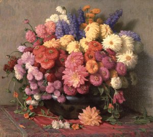 Sensommerblomster (olie på lærred)