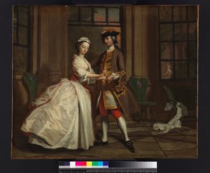 Pamela and Mr B. in the Summerhouse, fra `Pamela: or Virtue Rewarded
