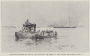 A Novel Way of Travelling, prinsen af Wales lander fra Osborne ved Mount Edgcumbe Park, lørdag den 27. august af Joseph Holland Tringham