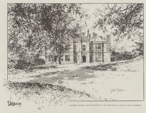 Dalmeny House, nær Edinburgh, Lord Roseberys sæde i Midlothian af Joseph Holland Tringham