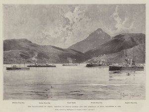 Fredningen af Kreta, møde mellem prins George og admiralerne i Milo, 20. december 1898 af Joseph Holland Tringham