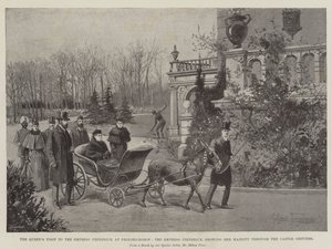 Dronningens besøg hos kejserinde Frederik på Friedrichshof, kejserinde Frederik viser Hendes Majestæt gennem slottets område af Joseph Holland Tringham