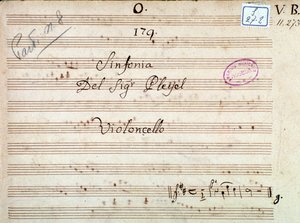 Første side med partitur af en symfoni i D-dur af Pleyel af Joseph Ignace Pleyel