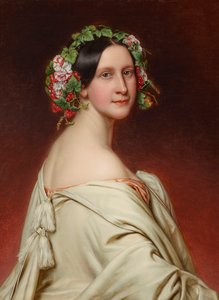 Portræt af skuespillerinden Charlotte von Hagn 1809-1891, 1850. af Joseph Carl Stieler