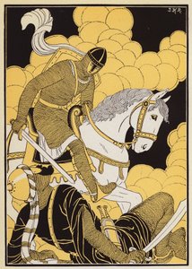 Le Combat de Guillaume Contre le Geant Corsolt (farvelitografi) af Joseph Kuhn Regnier