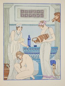 Hældning af vand over patienten, illustration fra 