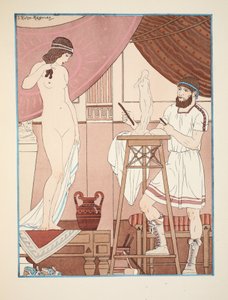 Skulpterer en statue, illustration fra 