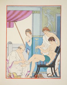 Såret soldat, illustration fra "The Works of Hippocrates", 1934 af Joseph Kuhn Regnier