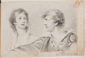 Portræt af en kvinde og en mand (Ofelia og selvportræt som Hamlet?) af Joseph Lange