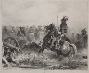 Kavaleriscene, 1836. af Joseph Louis Hippolyte Bellange