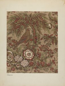 Trykt Cotton Chintz, ca. 1940.