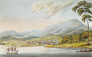 Udsigt over Hobart Town, 1824 af Joseph Lycett