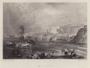 Malta (farve litho) af Joseph Mallord William (after) Turner