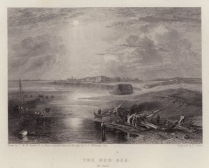 Det Røde Hav, ved Suez (farve litho)