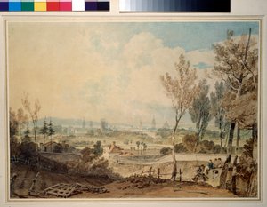 En udsigt over Oxford fra sydsiden af Headington Hill, 1803-04 (wc over grafit, med nogle ridser ud)