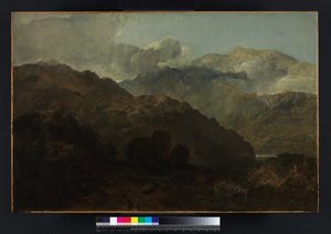 Ben Lomond Mountains, Skotland: The Traveler - Vide Ossians War of Caros, ca. 1799-1800 (olie på lærred) af Joseph Mallord William Turner