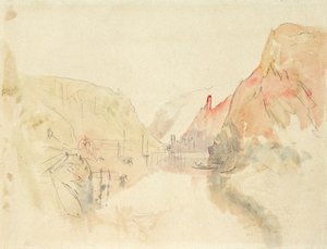 Slottet Traben-Trarbach ved Mosel, ca. 1844 (blyant og akvarel på papir) af Joseph Mallord William Turner