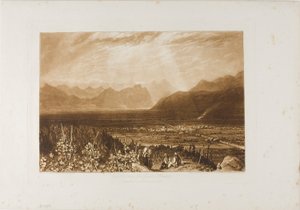 Alpernes kæde fra Grenoble til Chamberi, plade 40 fra Liber Studiorum af Joseph Mallord William Turner