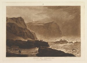 Coast of Yorkshire, nær Whitby Liber Studiorum, del V, plade 24, 1. januar 1811. af Joseph Mallord William Turner